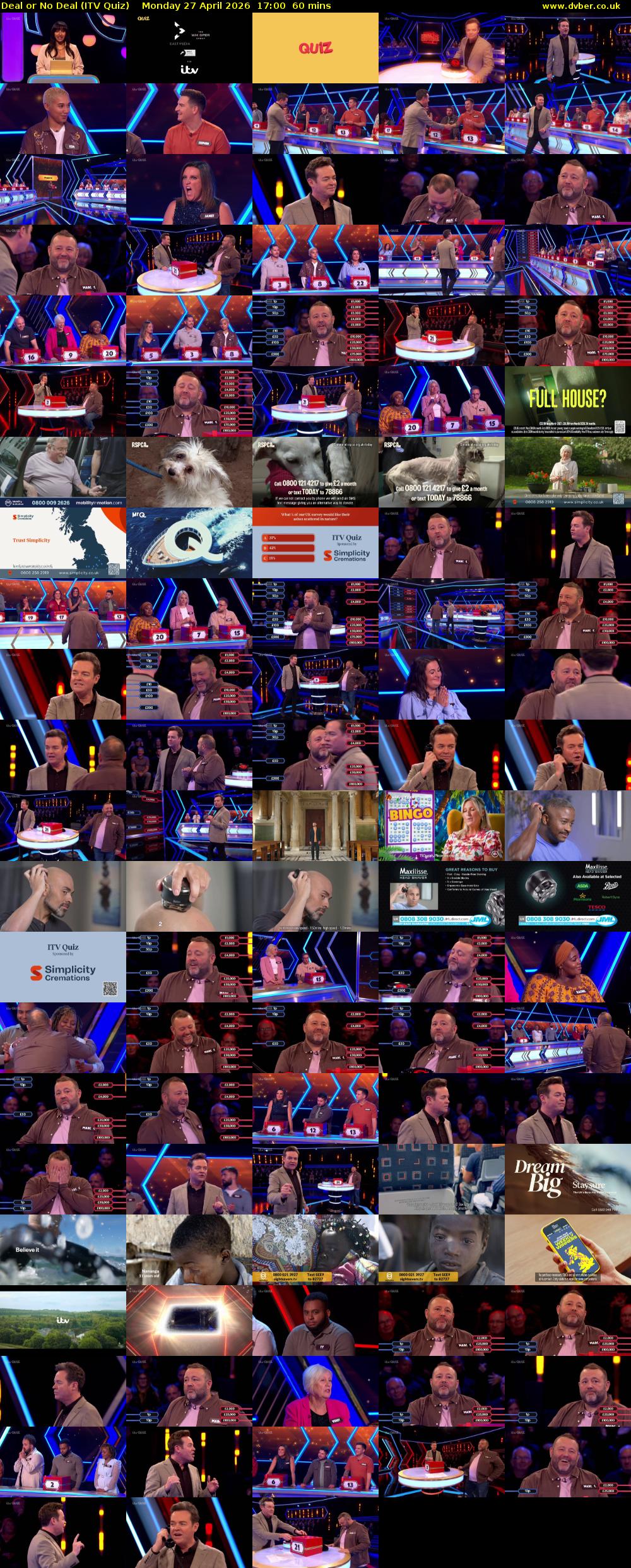 Deal or No Deal (ITV Quiz) Monday 27 April 2026 17:00 - 18:00