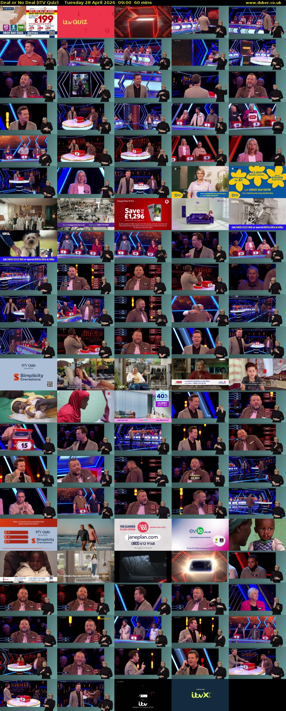 Deal or No Deal (ITV Quiz) Tuesday 28 April 2026 09:00 - 10:00