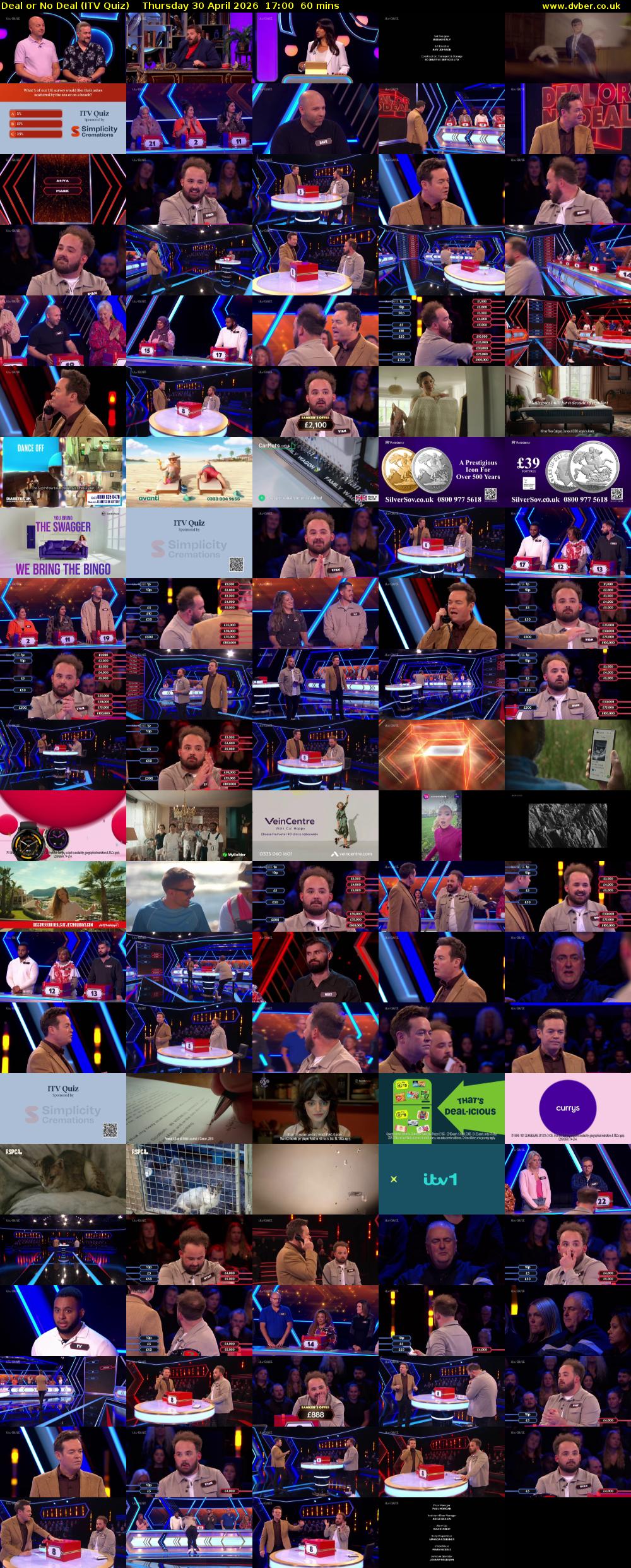 Deal or No Deal (ITV Quiz) Thursday 30 April 2026 17:00 - 18:00
