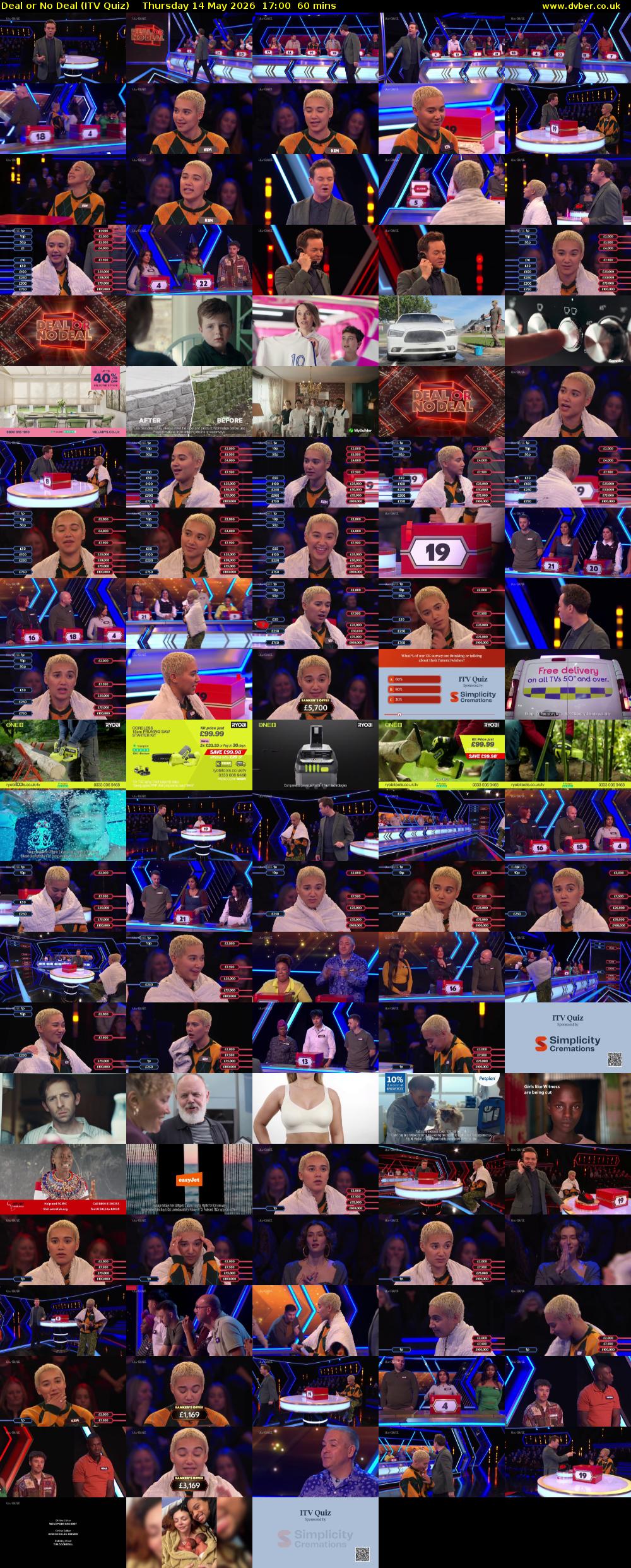 Deal or No Deal (ITV Quiz) Thursday 14 May 2026 17:00 - 18:00