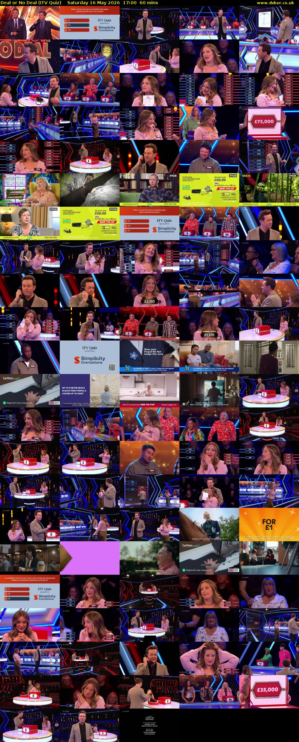 Deal or No Deal (ITV Quiz) Saturday 16 May 2026 17:00 - 18:00