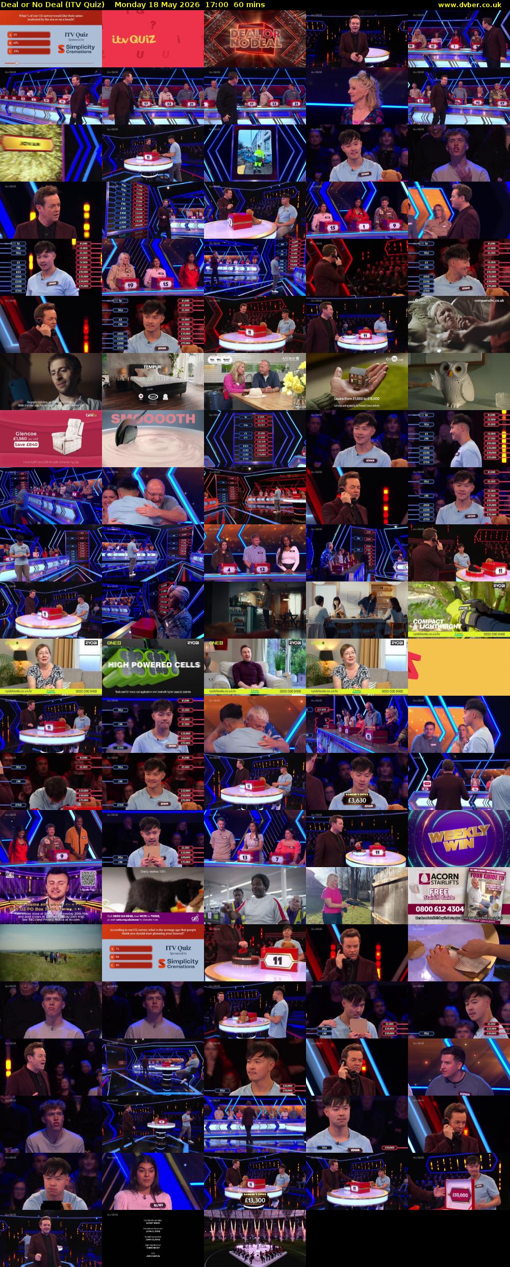 Deal or No Deal (ITV Quiz) Monday 18 May 2026 17:00 - 18:00