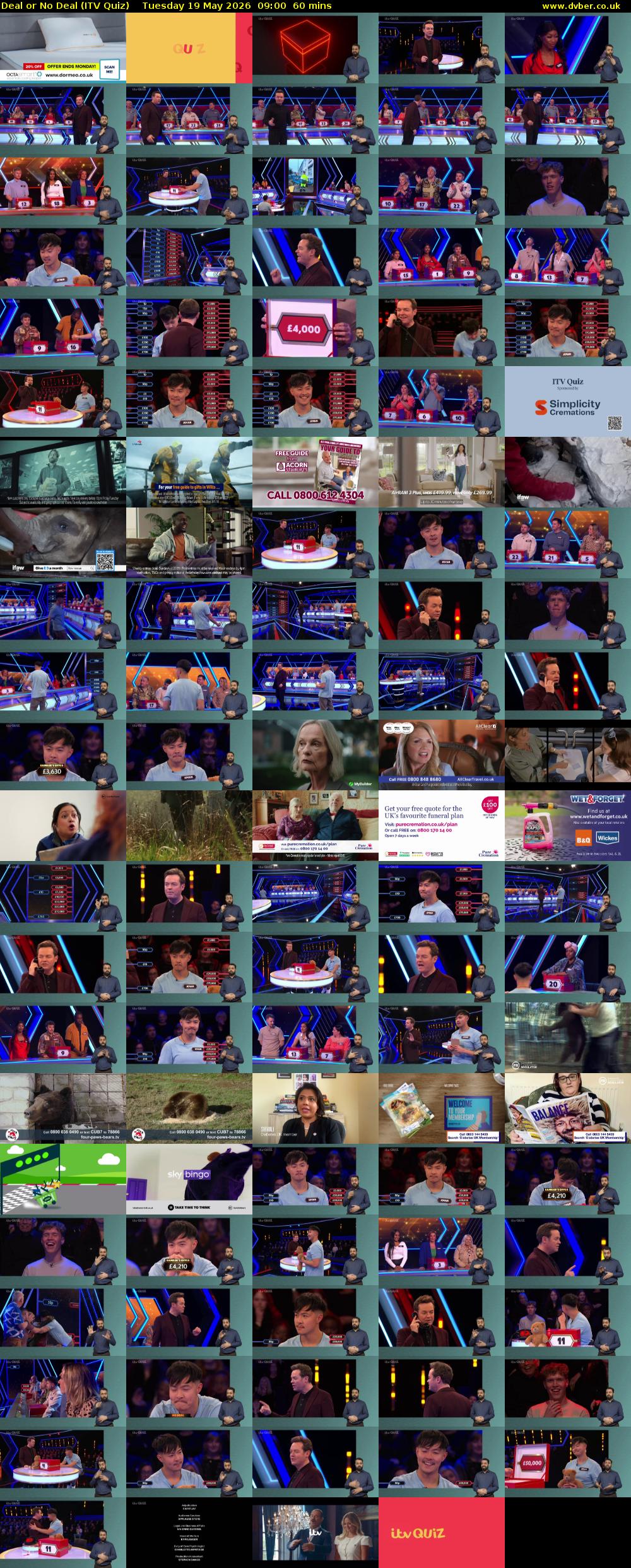 Deal or No Deal (ITV Quiz) Tuesday 19 May 2026 09:00 - 10:00