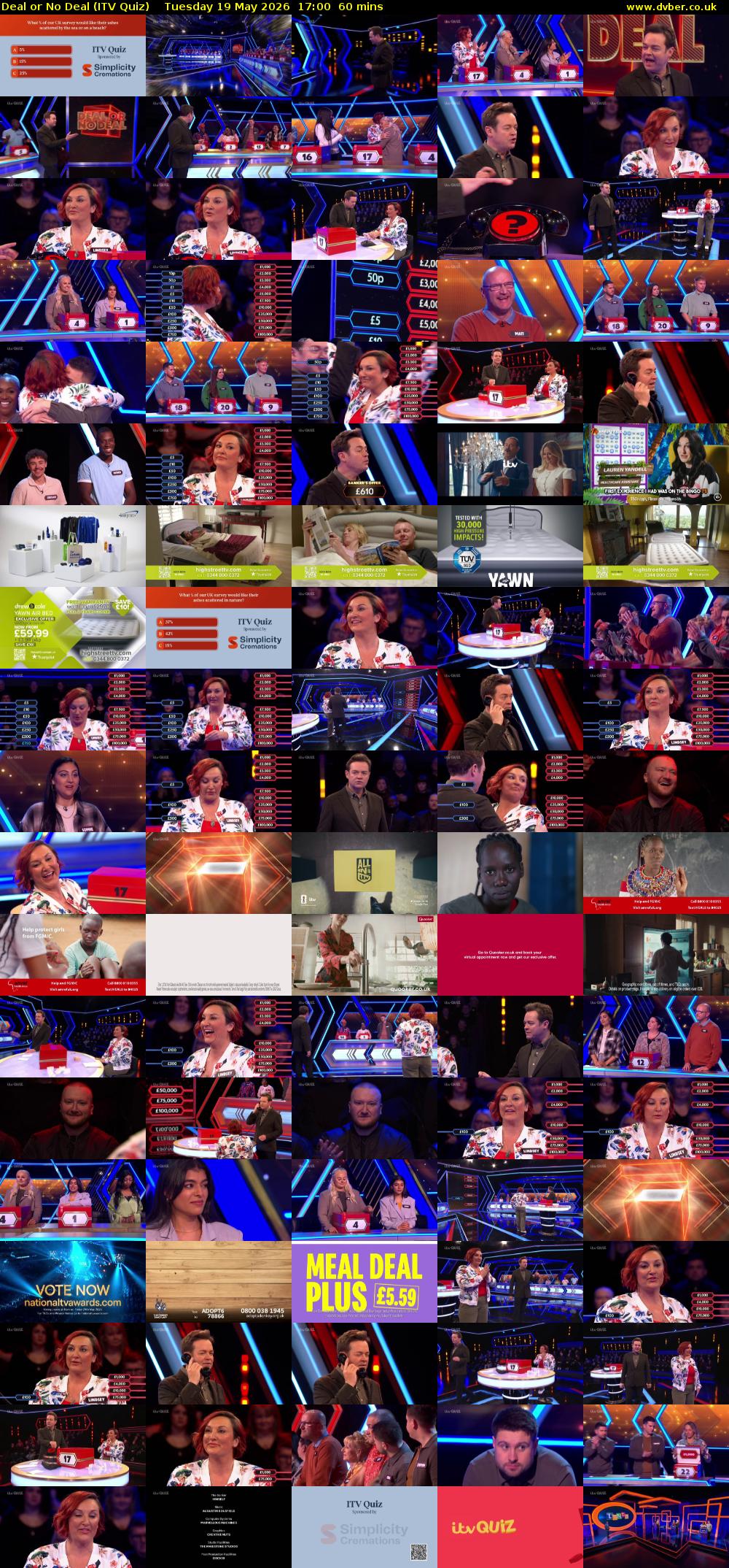 Deal or No Deal (ITV Quiz) Tuesday 19 May 2026 17:00 - 18:00