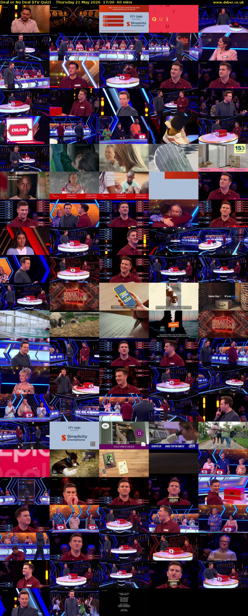Deal or No Deal (ITV Quiz) Thursday 21 May 2026 17:00 - 18:00