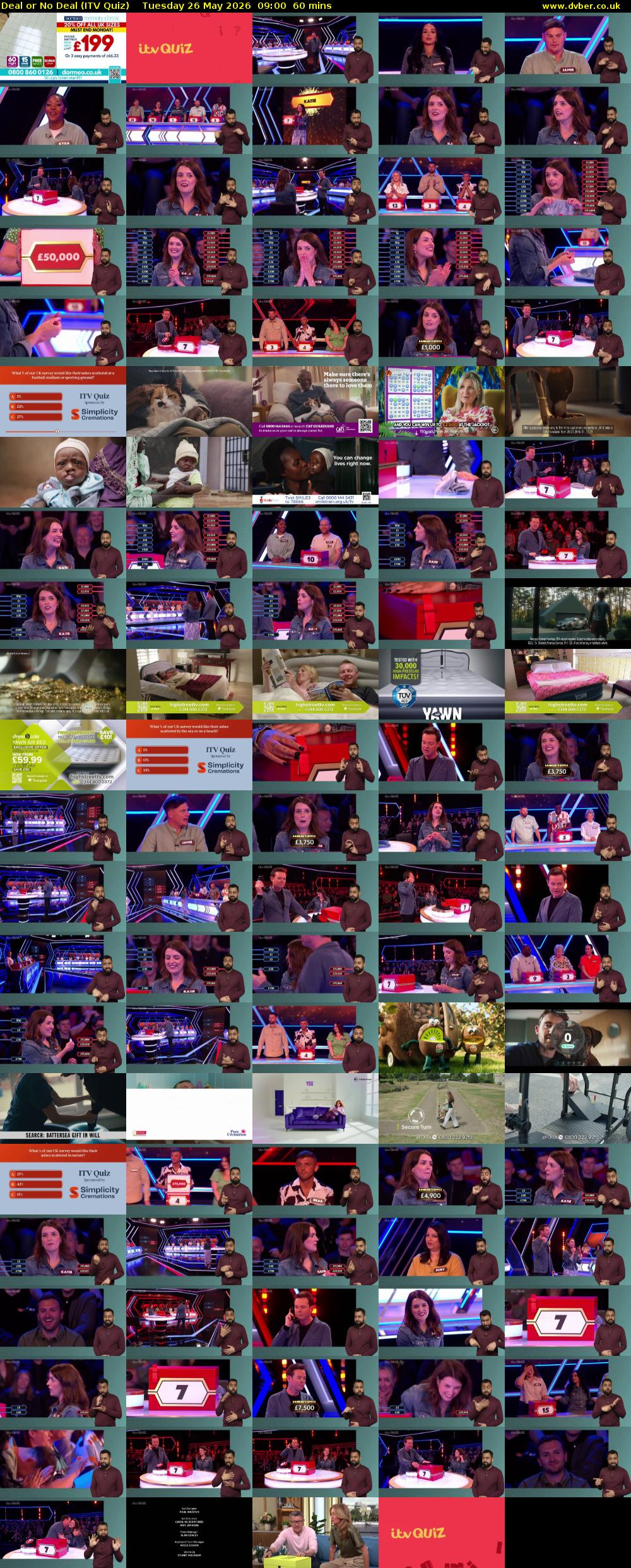 Deal or No Deal (ITV Quiz) Tuesday 26 May 2026 09:00 - 10:00