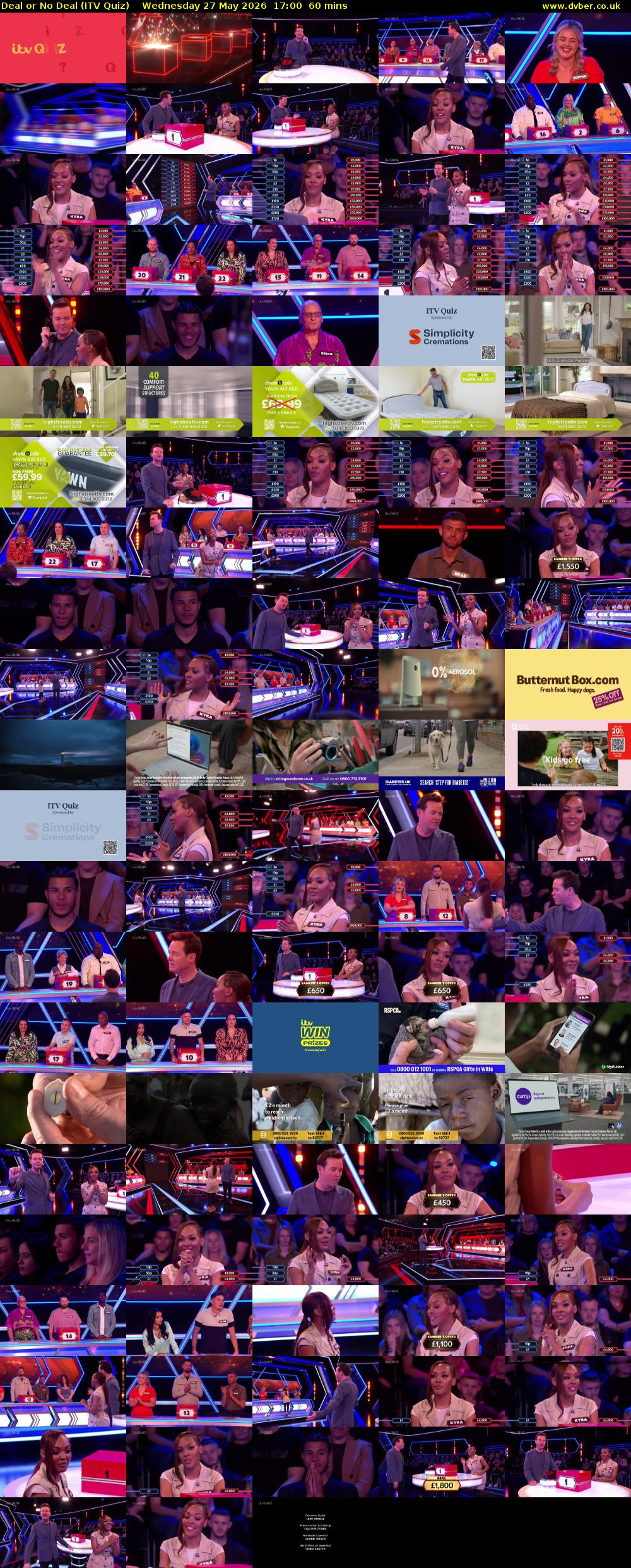 Deal or No Deal (ITV Quiz) Wednesday 27 May 2026 17:00 - 18:00