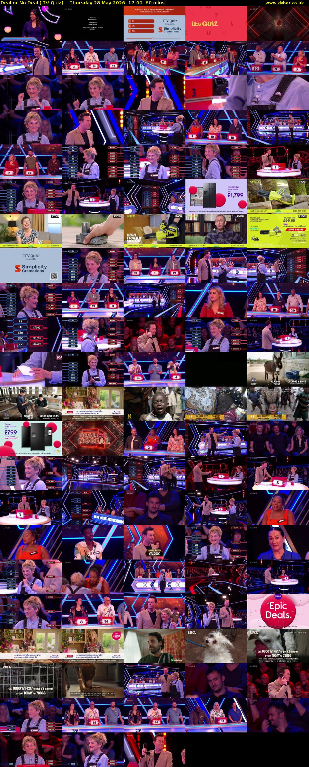 Deal or No Deal (ITV Quiz) Thursday 28 May 2026 17:00 - 18:00