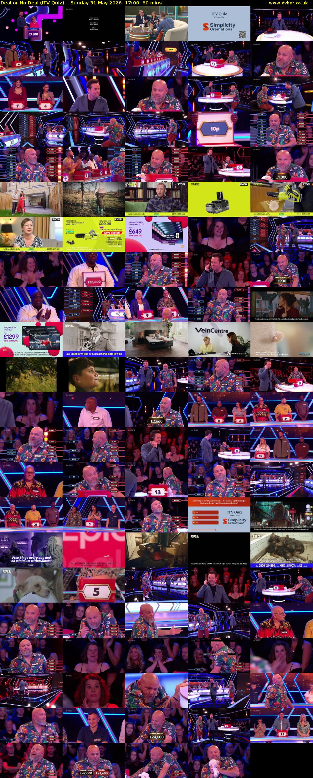 Deal or No Deal (ITV Quiz) Sunday 31 May 2026 17:00 - 18:00