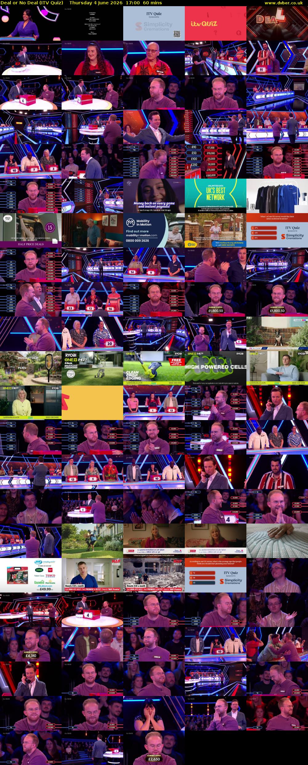 Deal or No Deal (ITV Quiz) Thursday 4 June 2026 17:00 - 18:00