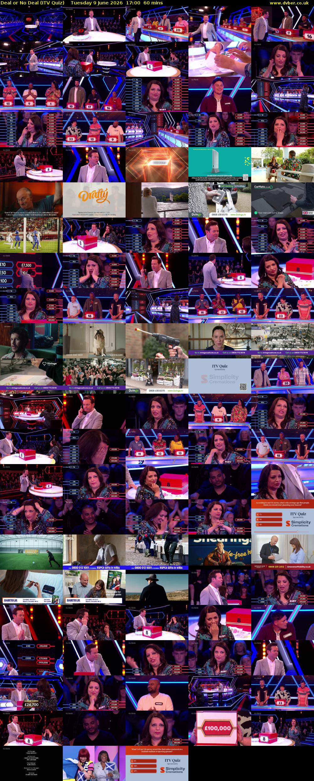Deal or No Deal (ITV Quiz) Tuesday 9 June 2026 17:00 - 18:00