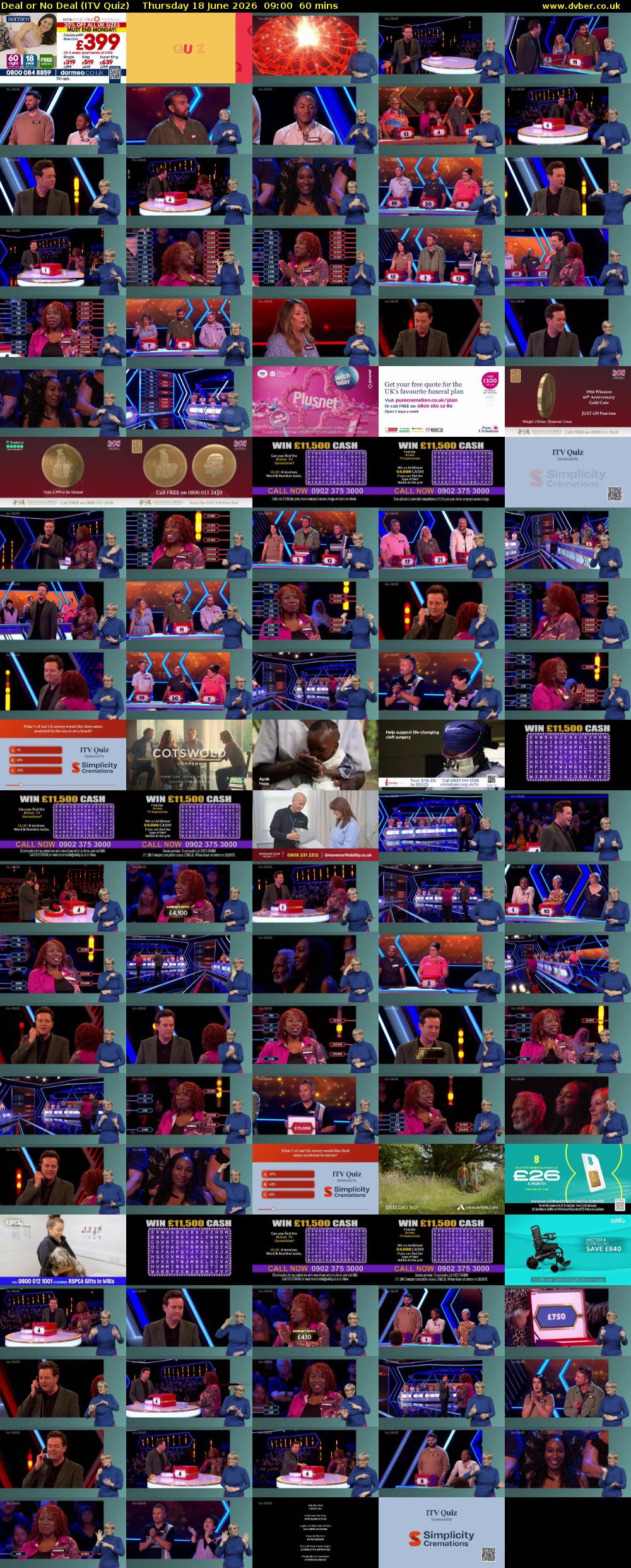 Deal or No Deal (ITV Quiz) Thursday 18 June 2026 09:00 - 10:00