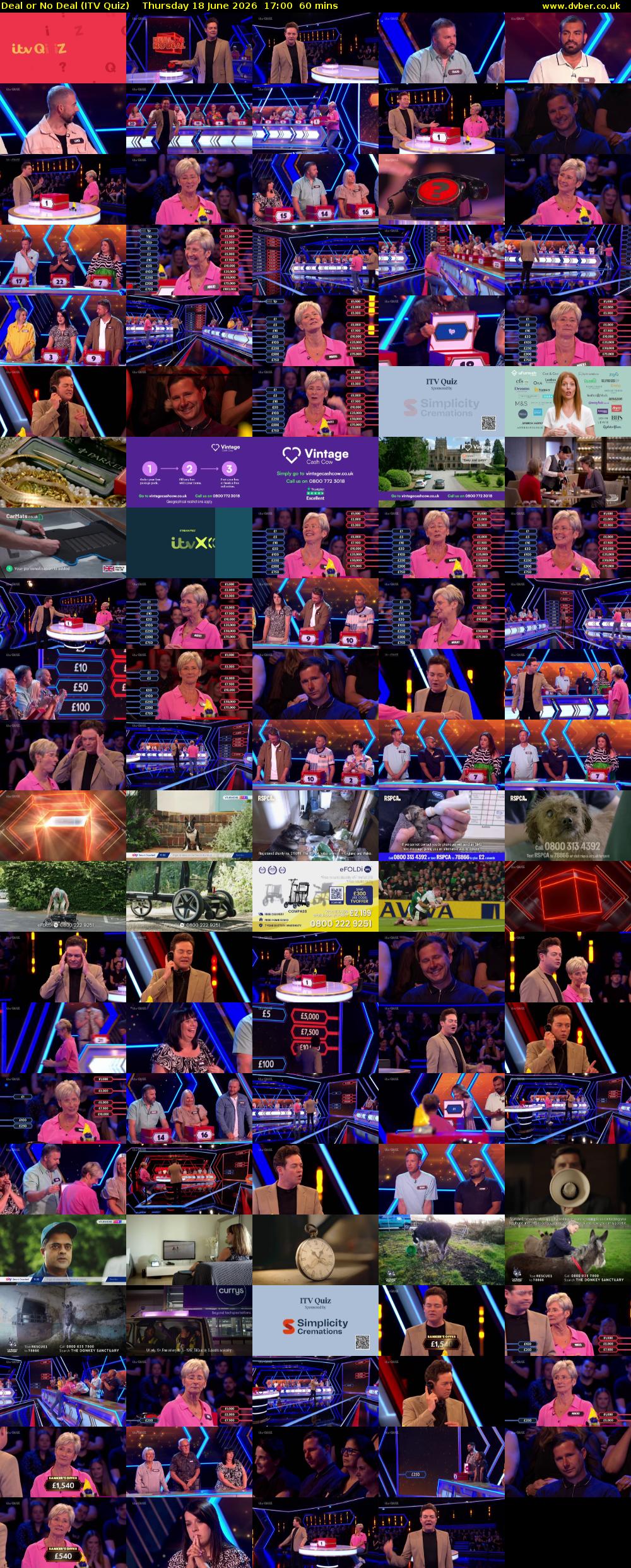 Deal or No Deal (ITV Quiz) Thursday 18 June 2026 17:00 - 18:00