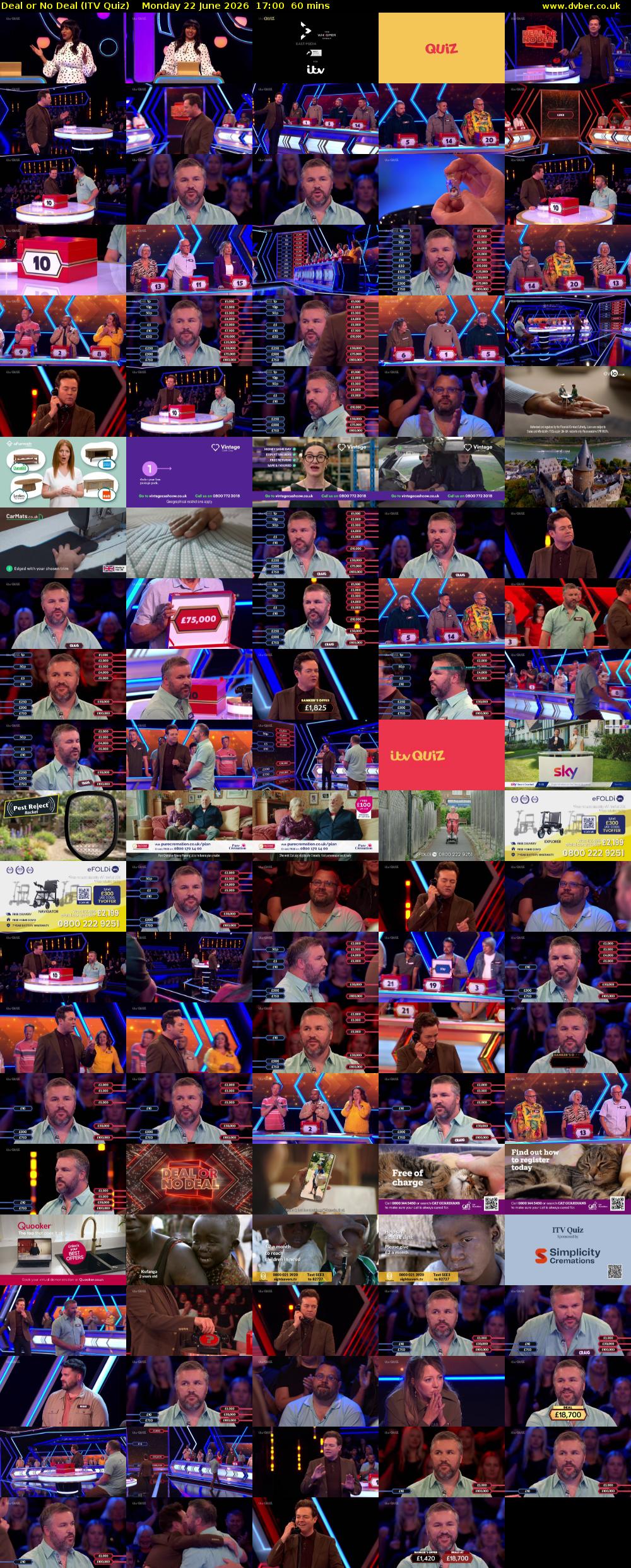 Deal or No Deal (ITV Quiz) Monday 22 June 2026 17:00 - 18:00