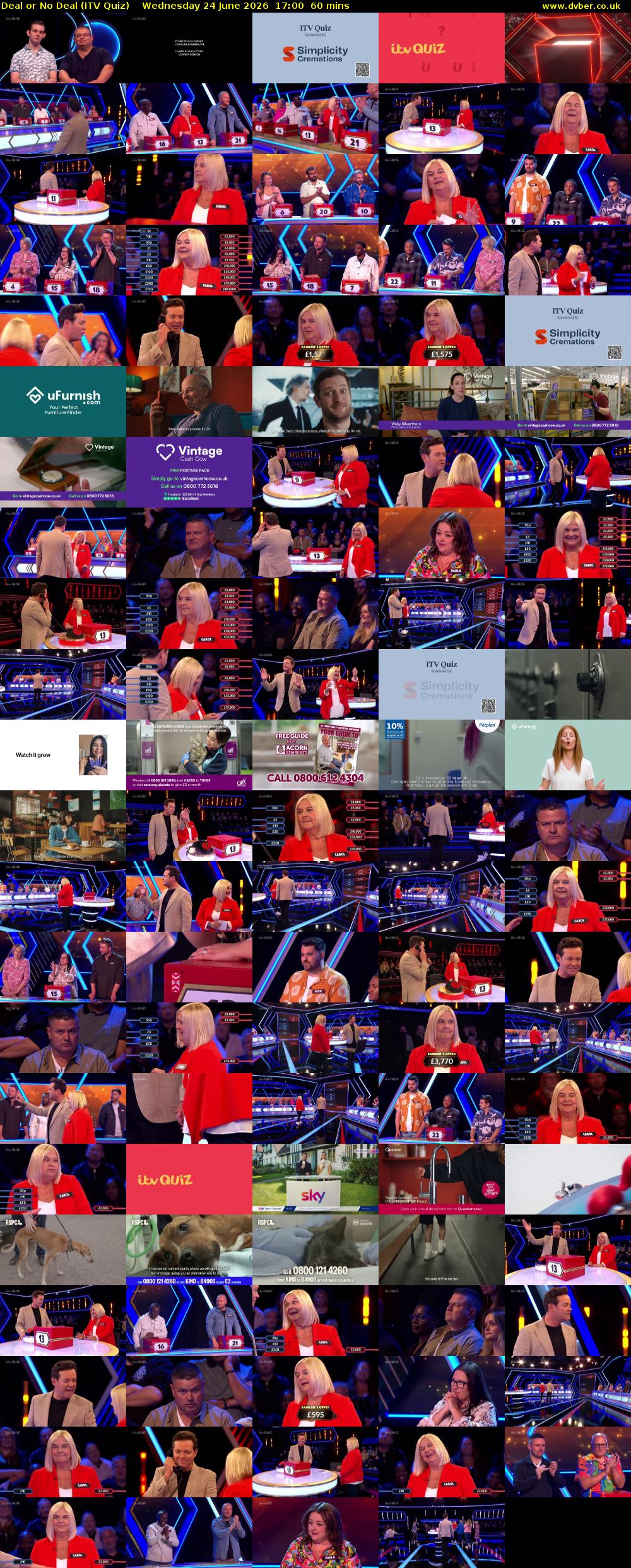 Deal or No Deal (ITV Quiz) Wednesday 24 June 2026 17:00 - 18:00