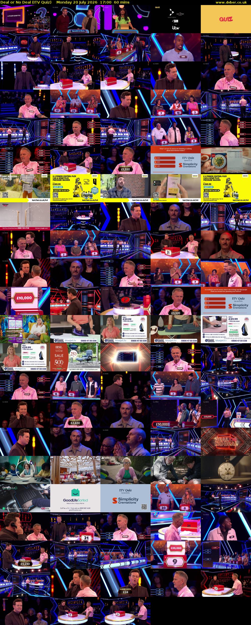 Deal or No Deal (ITV Quiz) Monday 20 July 2026 17:00 - 18:00