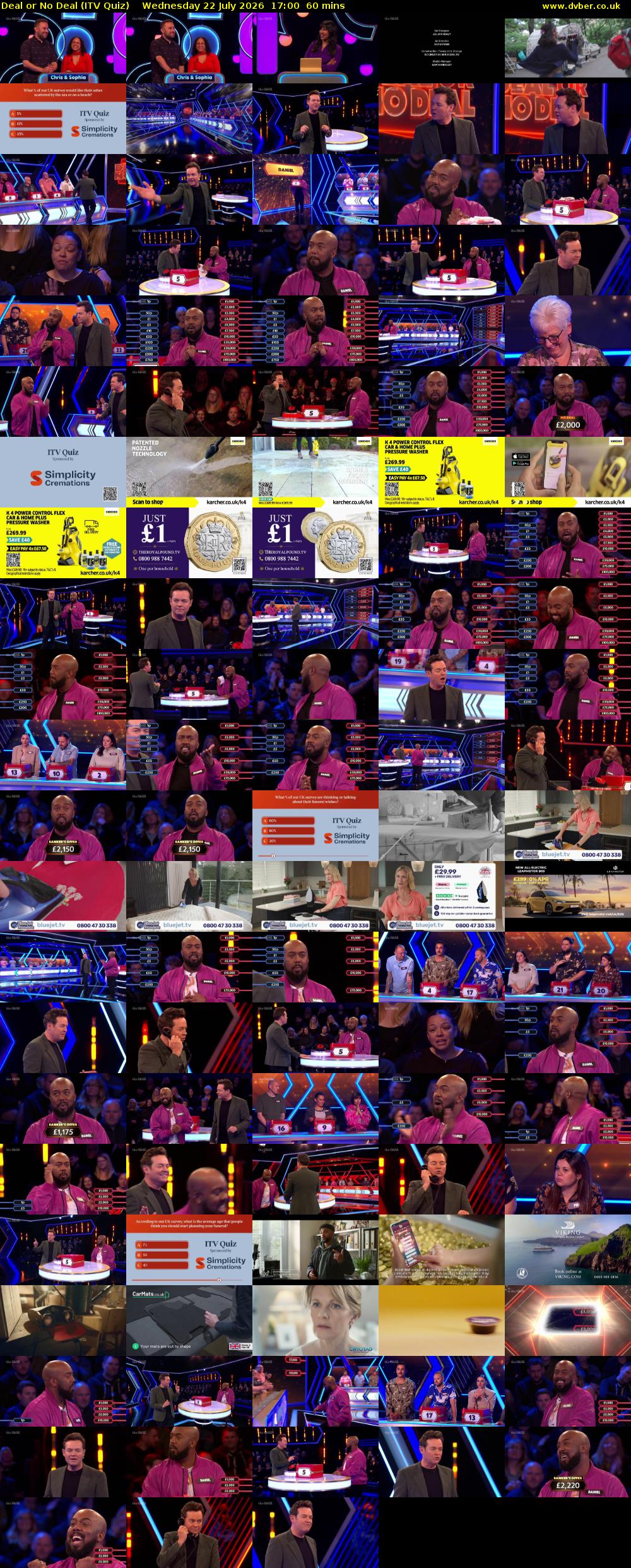 Deal or No Deal (ITV Quiz) Wednesday 22 July 2026 17:00 - 18:00