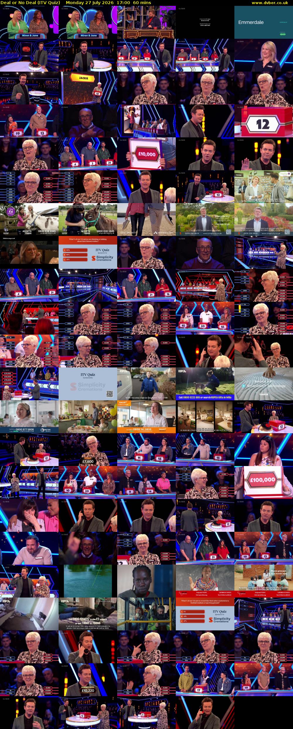 Deal or No Deal (ITV Quiz) Monday 27 July 2026 17:00 - 18:00