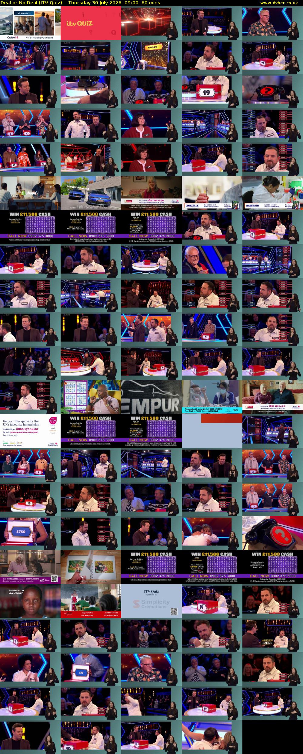 Deal or No Deal (ITV Quiz) Thursday 30 July 2026 09:00 - 10:00
