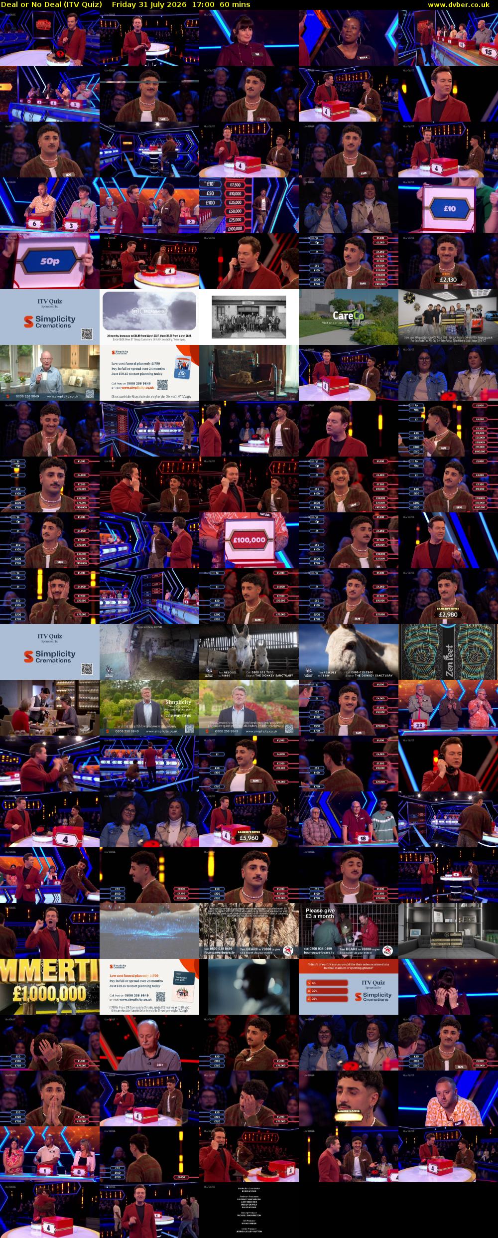 Deal or No Deal (ITV Quiz) Friday 31 July 2026 17:00 - 18:00