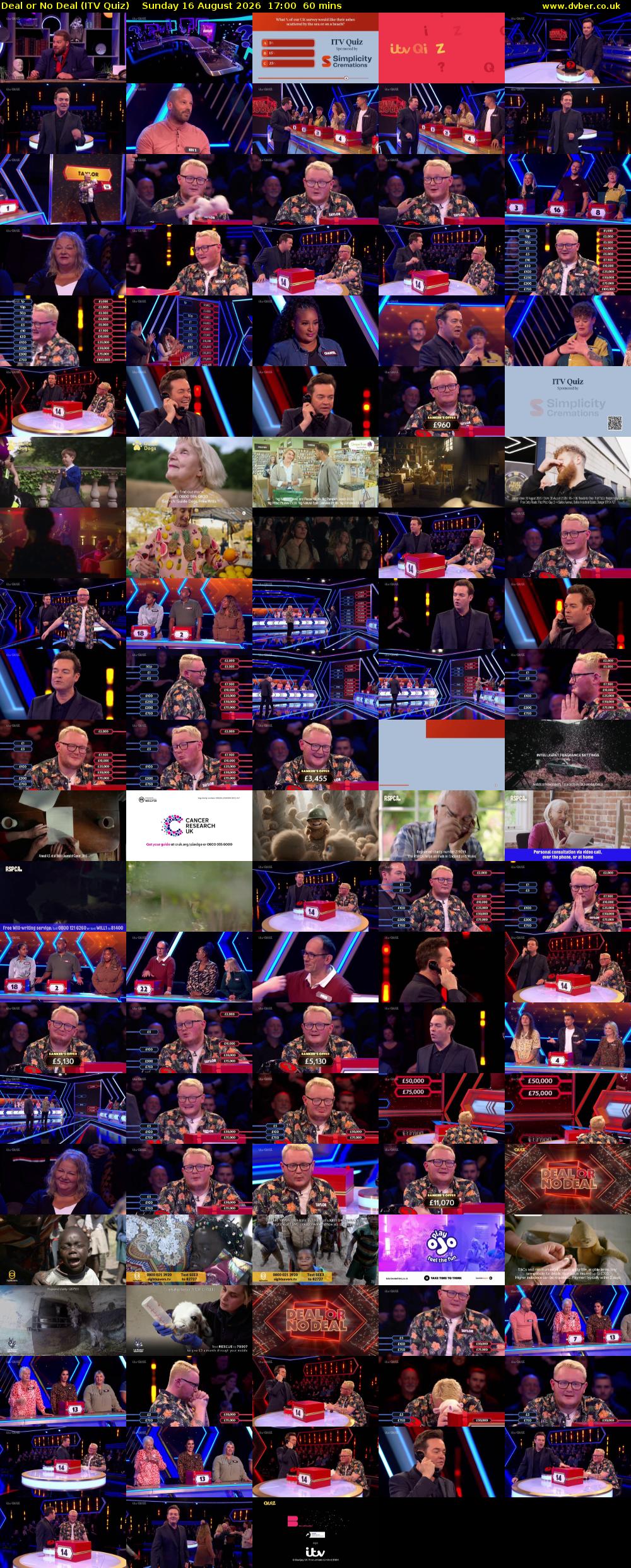 Deal or No Deal (ITV Quiz) Sunday 16 August 2026 17:00 - 18:00