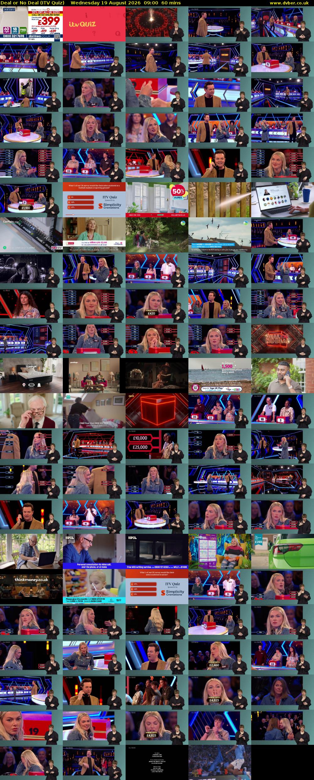 Deal or No Deal (ITV Quiz) Wednesday 19 August 2026 09:00 - 10:00