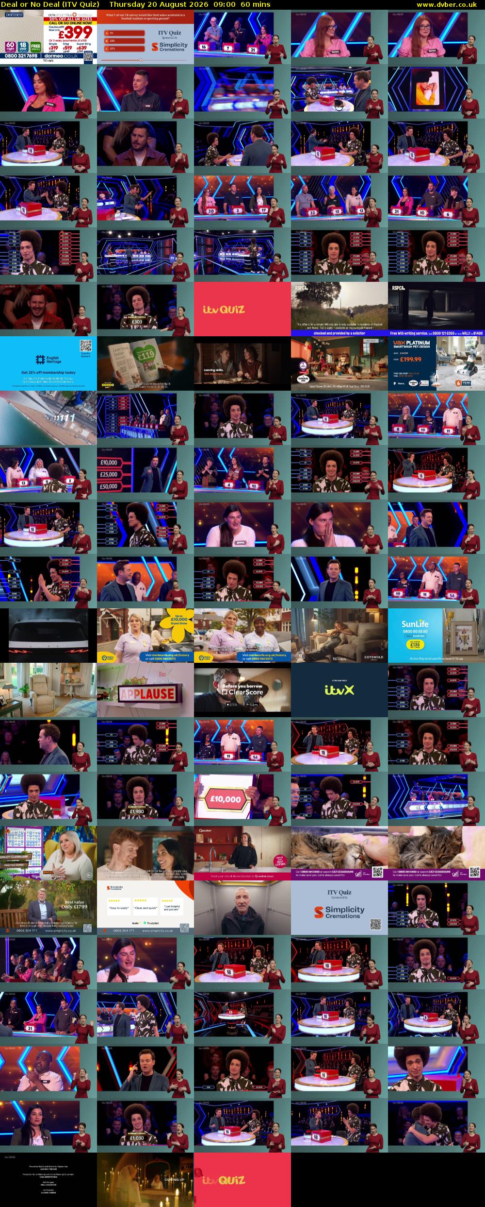 Deal or No Deal (ITV Quiz) Thursday 20 August 2026 09:00 - 10:00