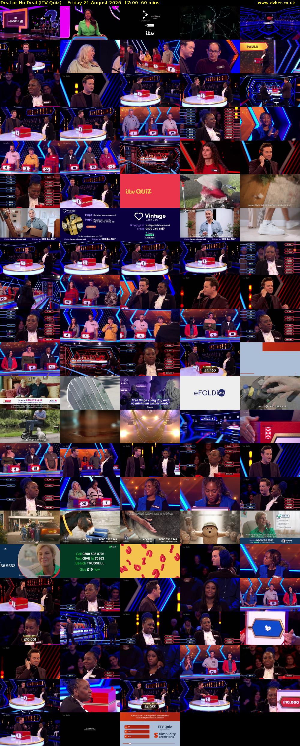Deal or No Deal (ITV Quiz) Friday 21 August 2026 17:00 - 18:00