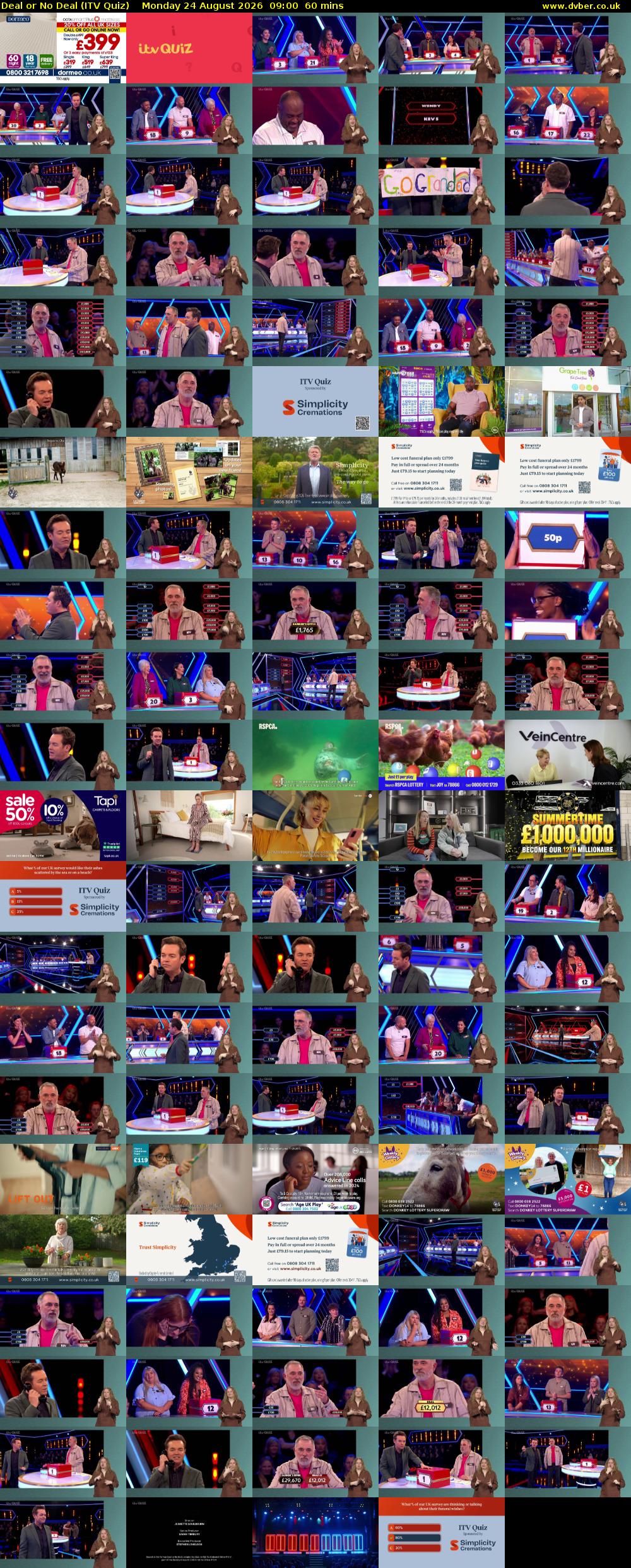 Deal or No Deal (ITV Quiz) Monday 24 August 2026 09:00 - 10:00