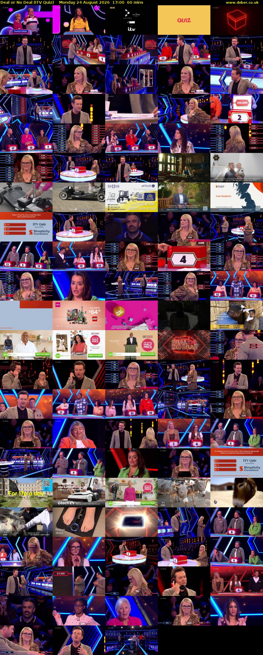 Deal or No Deal (ITV Quiz) Monday 24 August 2026 17:00 - 18:00