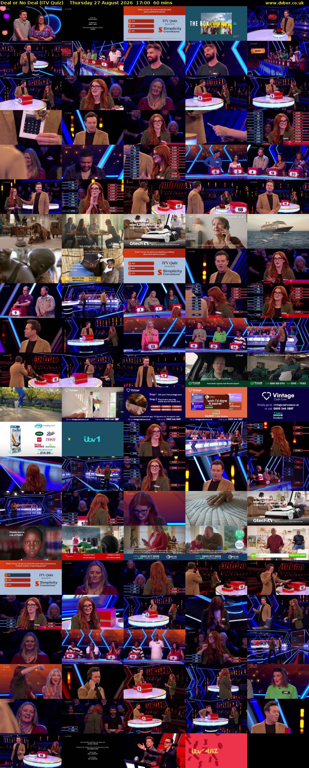 Deal or No Deal (ITV Quiz) Thursday 27 August 2026 17:00 - 18:00
