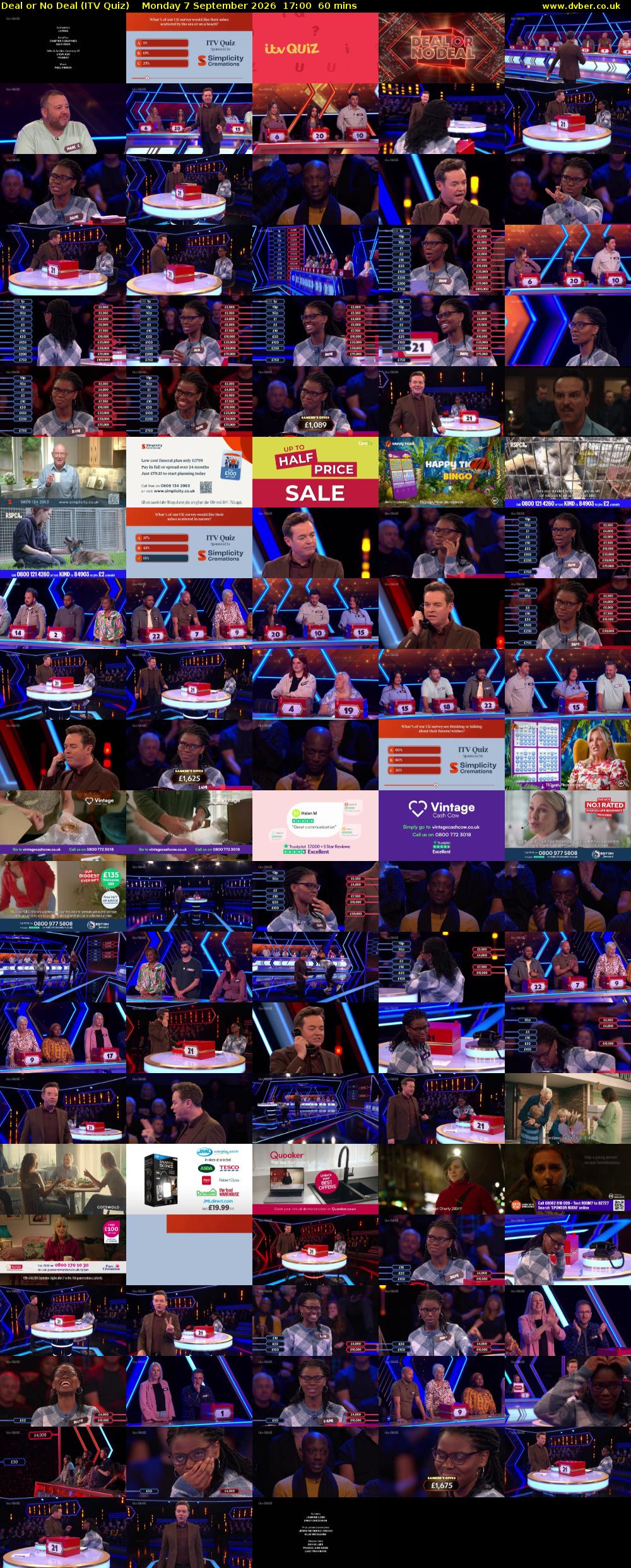 Deal or No Deal (ITV Quiz) Monday 7 September 2026 17:00 - 18:00