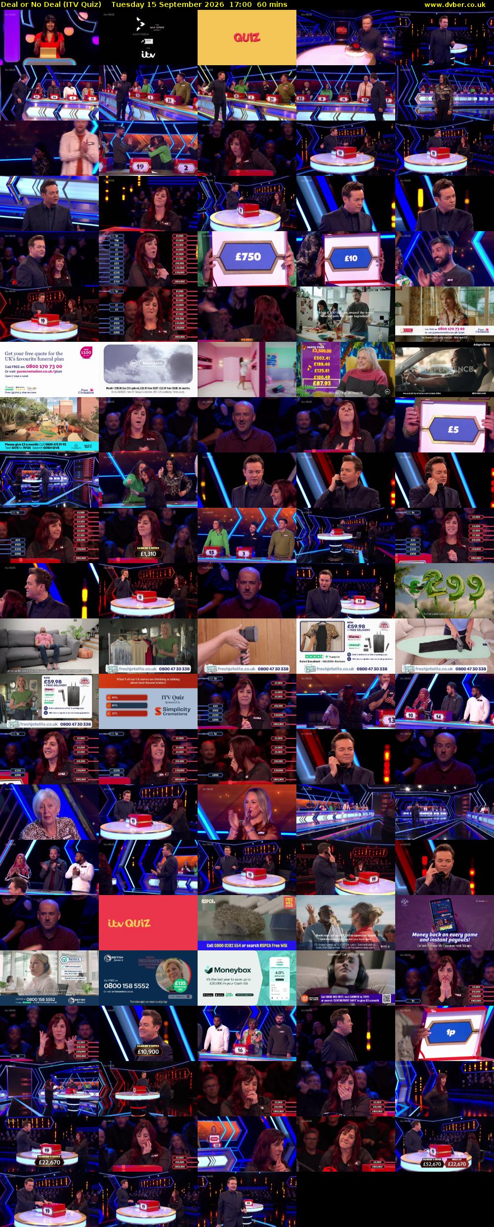 Deal or No Deal (ITV Quiz) Tuesday 15 September 2026 17:00 - 18:00