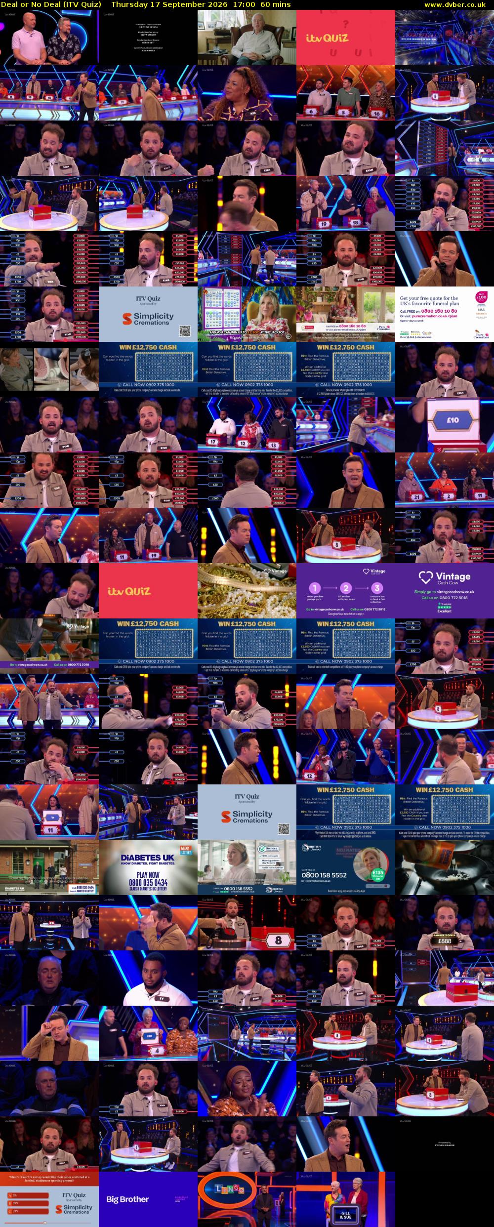 Deal or No Deal (ITV Quiz) Thursday 17 September 2026 17:00 - 18:00