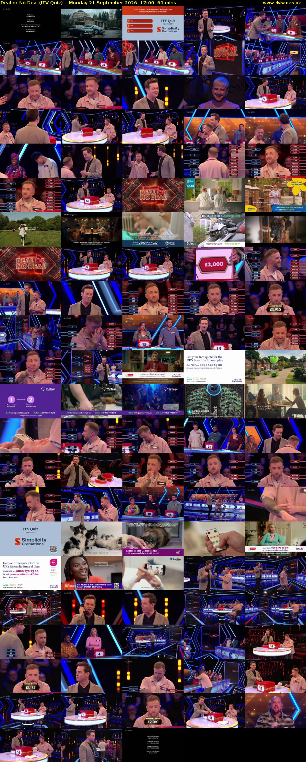 Deal or No Deal (ITV Quiz) Monday 21 September 2026 17:00 - 18:00