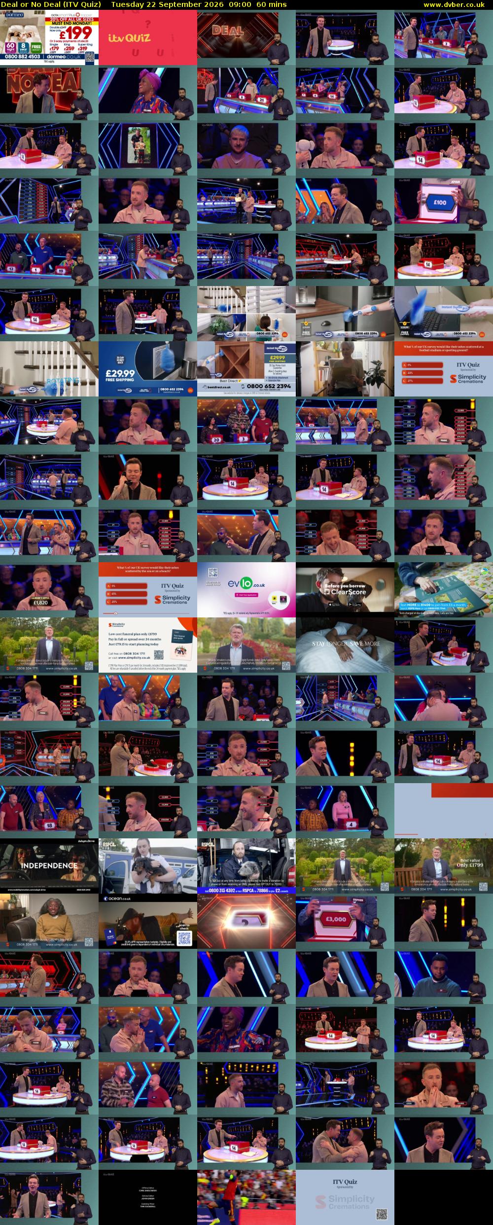 Deal or No Deal (ITV Quiz) Tuesday 22 September 2026 09:00 - 10:00