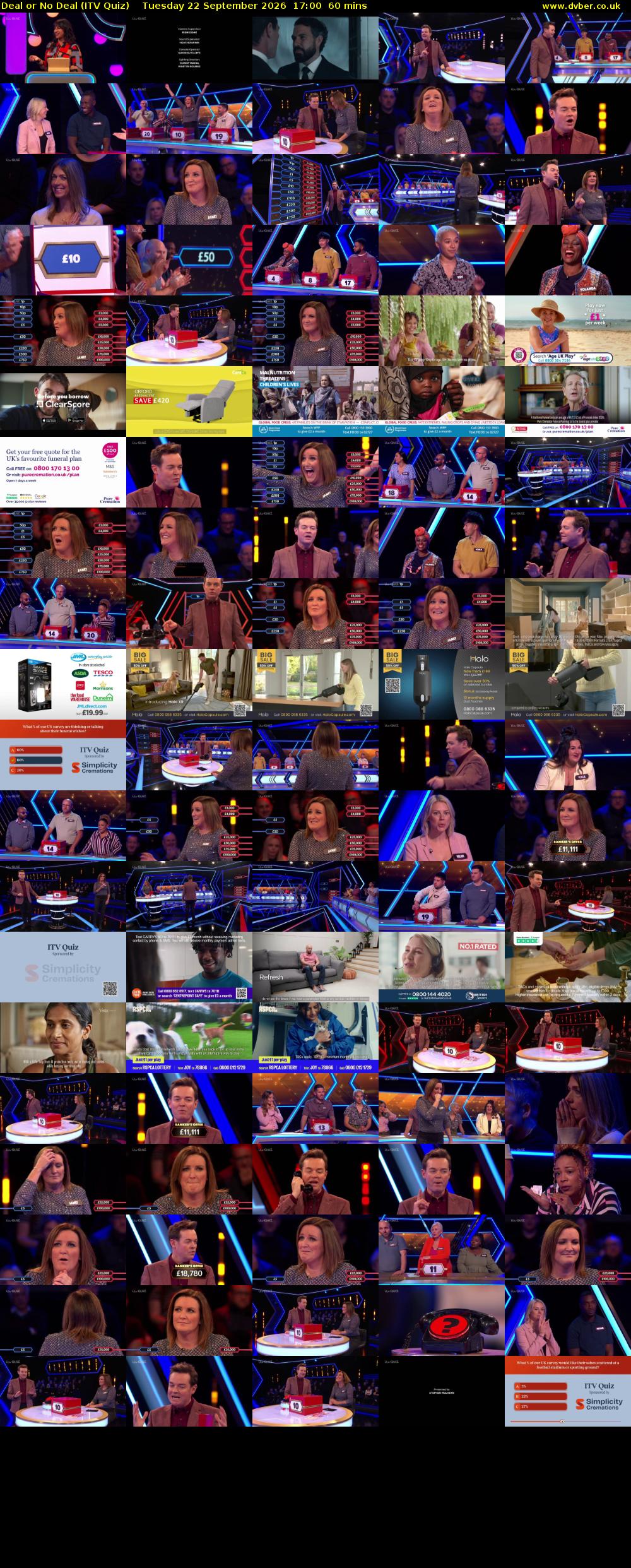 Deal or No Deal (ITV Quiz) Tuesday 22 September 2026 17:00 - 18:00