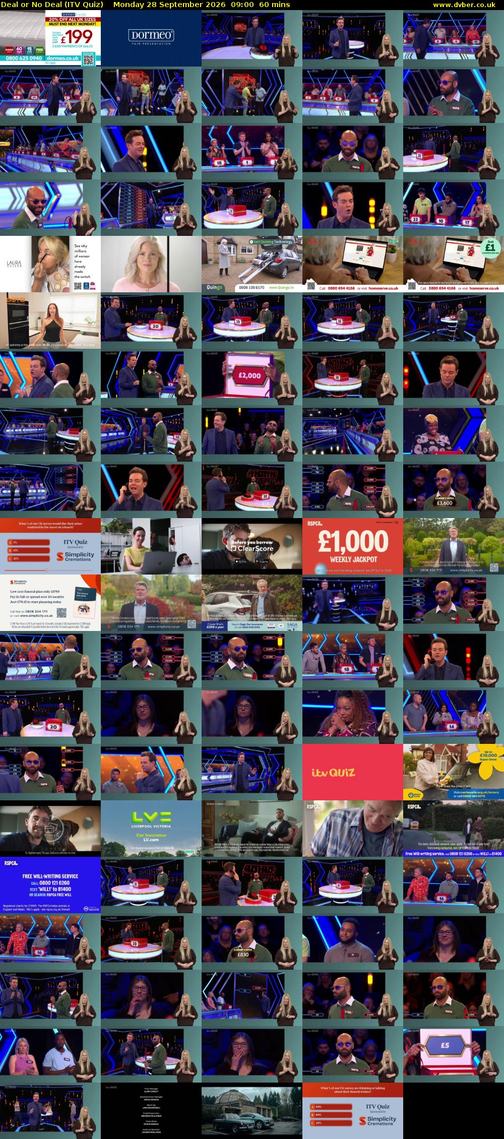 Deal or No Deal (ITV Quiz) Monday 28 September 2026 09:00 - 10:00