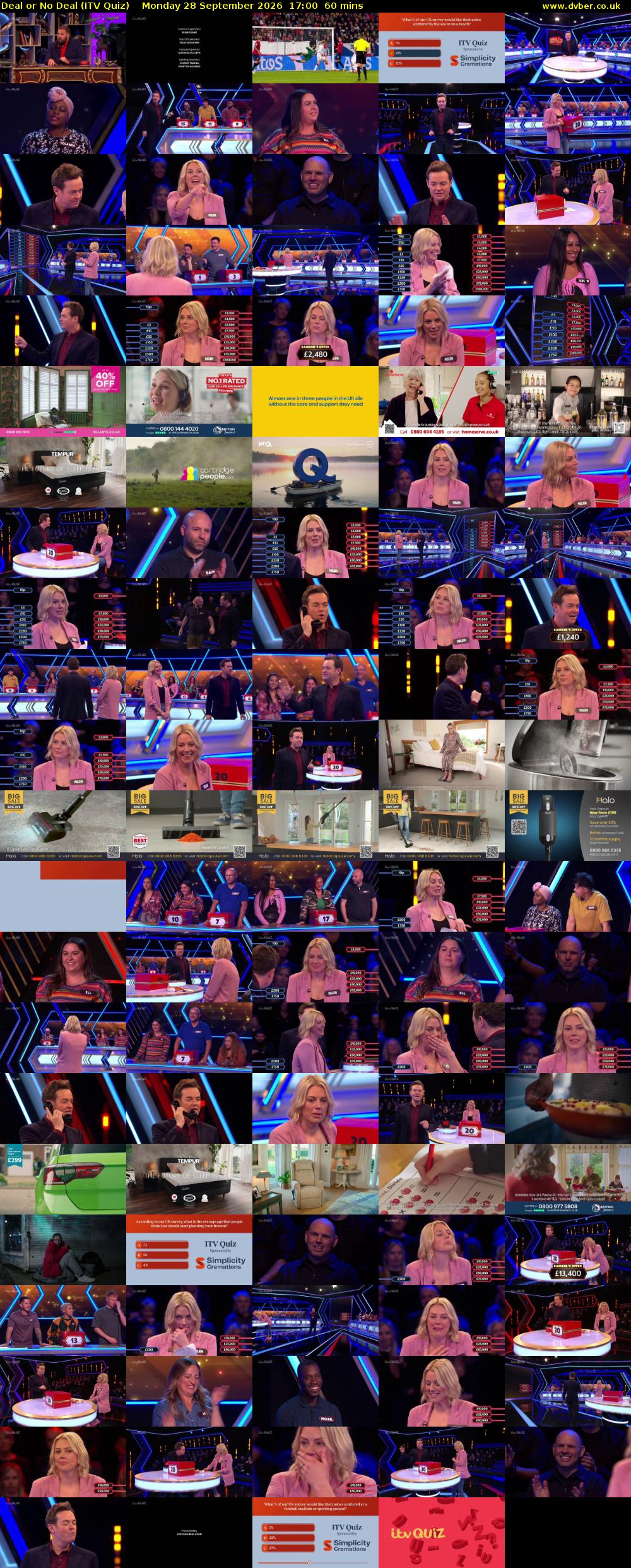 Deal or No Deal (ITV Quiz) Monday 28 September 2026 17:00 - 18:00