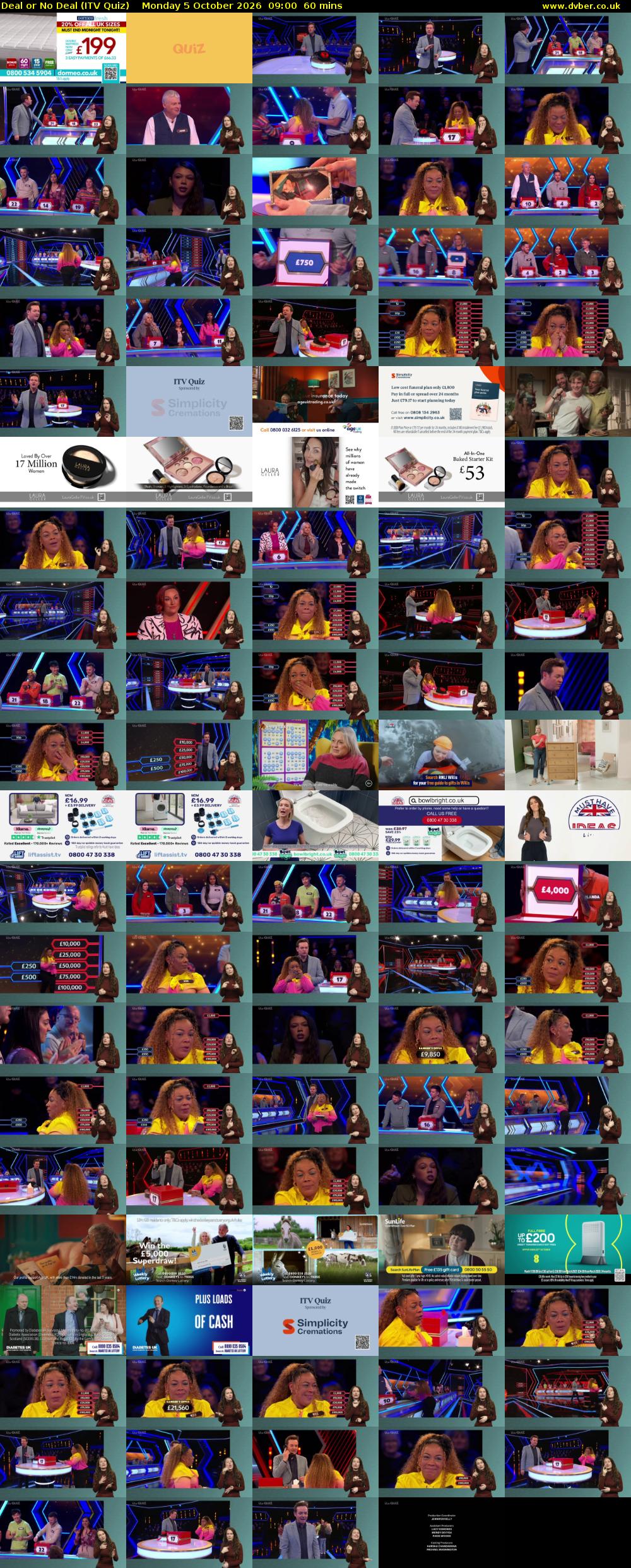 Deal or No Deal (ITV Quiz) Monday 5 October 2026 09:00 - 10:00