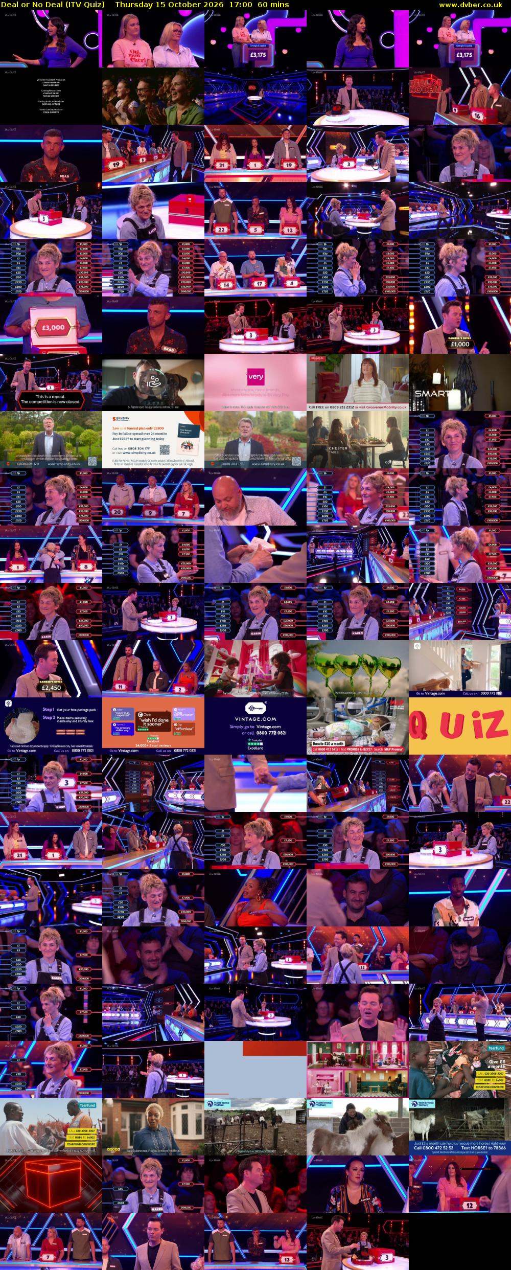 Deal or No Deal (ITV Quiz) Thursday 15 October 2026 17:00 - 18:00