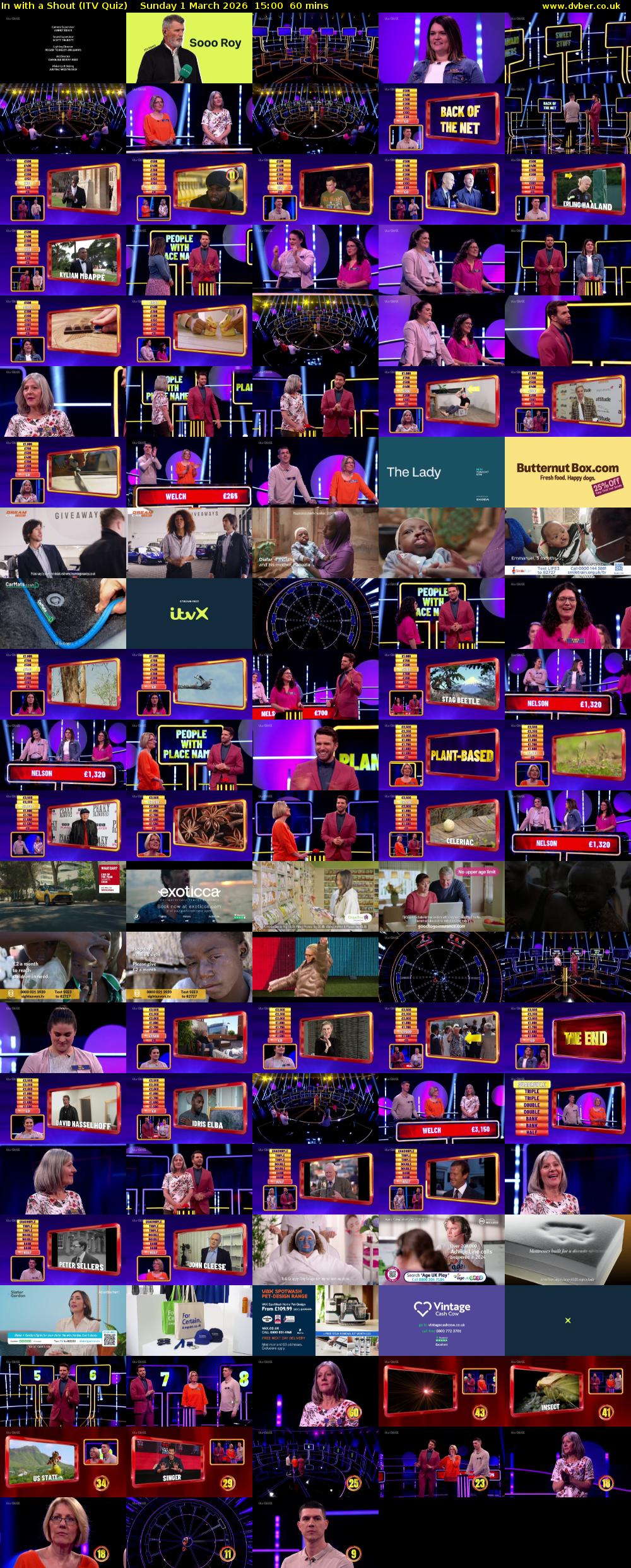 In with a Shout (ITV Quiz) Sunday 1 March 2026 15:00 - 16:00