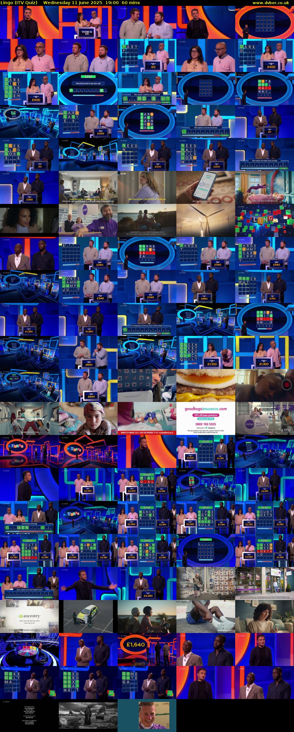 Lingo (ITV Quiz) Wednesday 11 June 2025 19:00 - 20:00