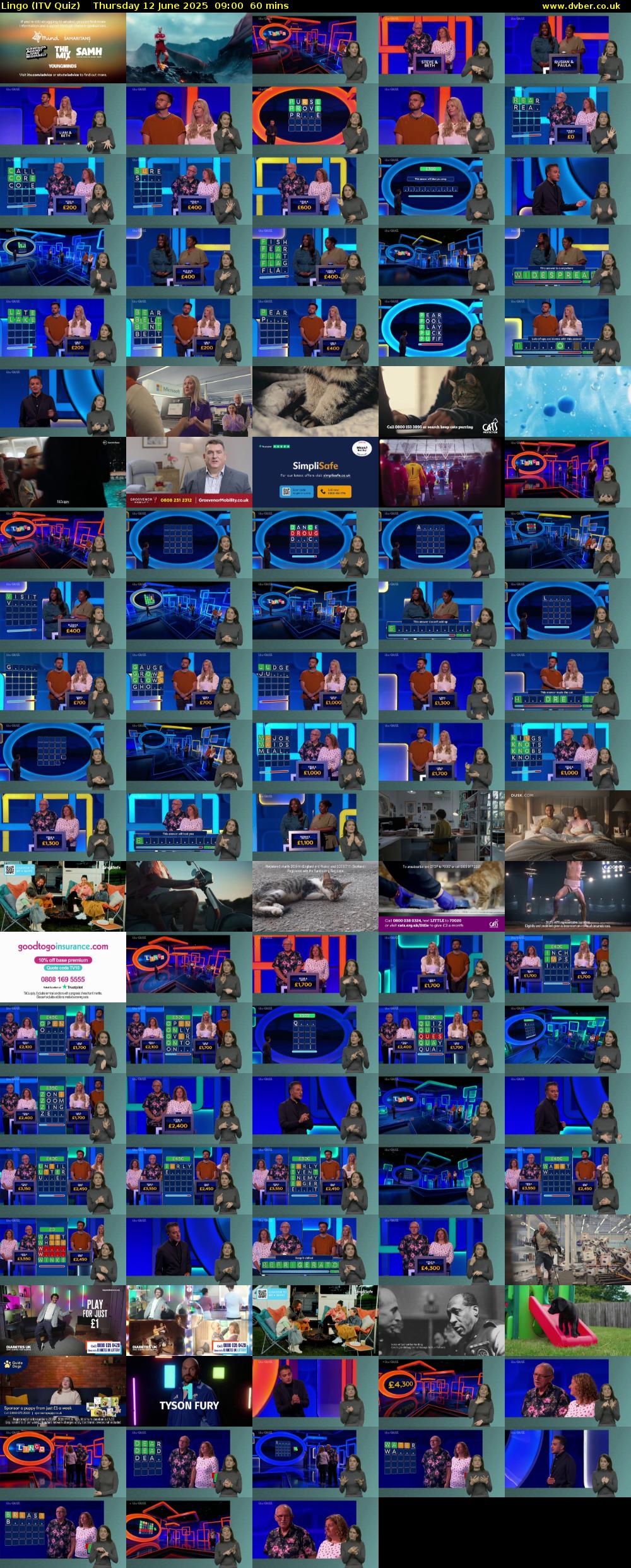 Lingo (ITV Quiz) Thursday 12 June 2025 09:00 - 10:00