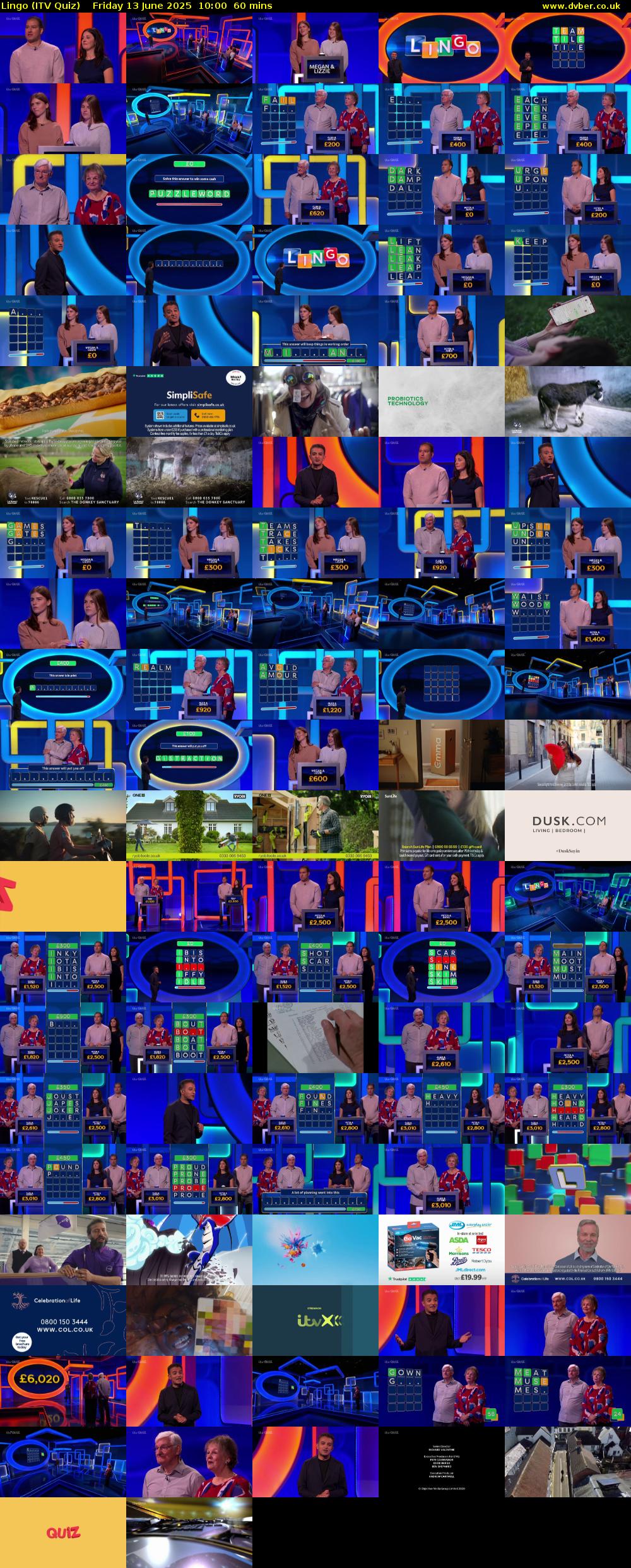 Lingo (ITV Quiz) Friday 13 June 2025 10:00 - 11:00