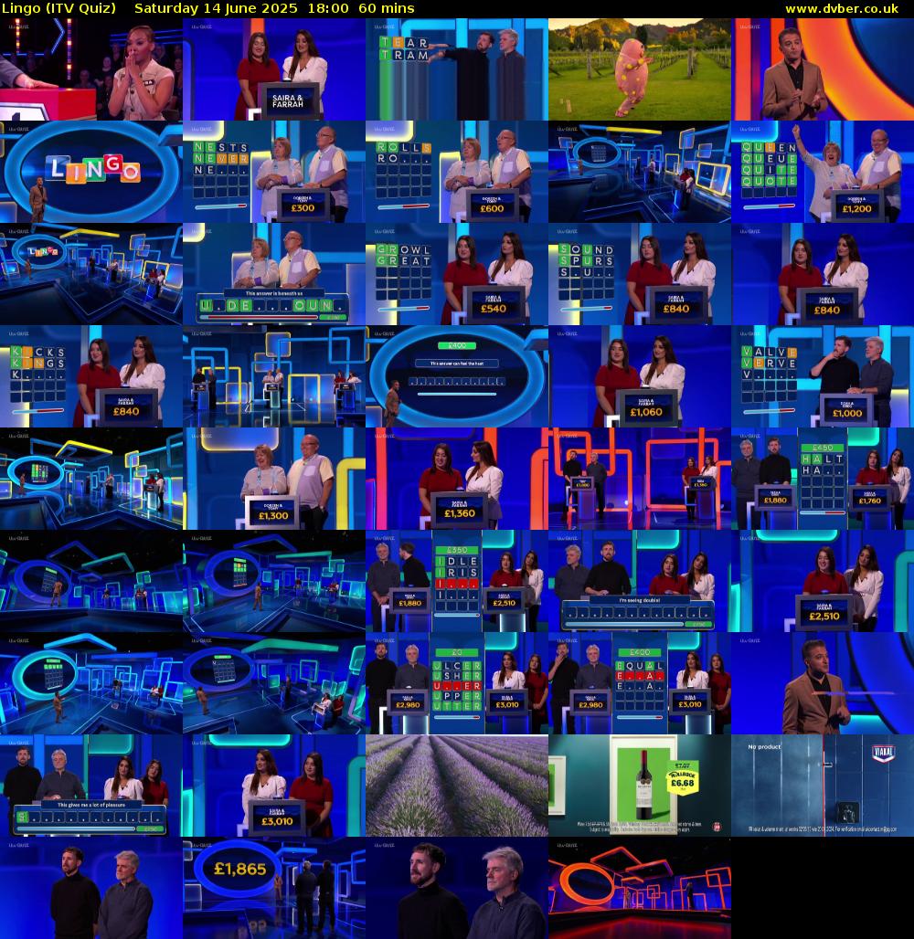 Lingo (ITV Quiz) Saturday 14 June 2025 18:00 - 19:00