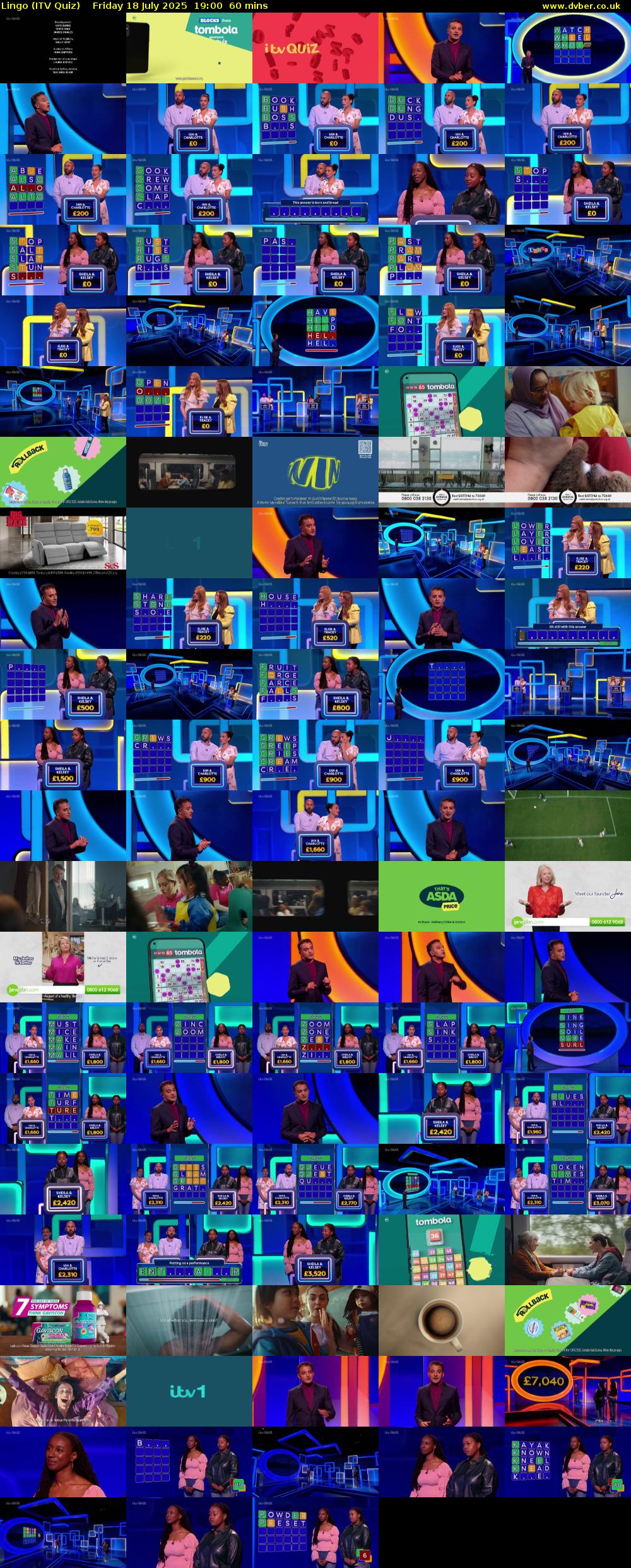 Lingo (ITV Quiz) Friday 18 July 2025 19:00 - 20:00