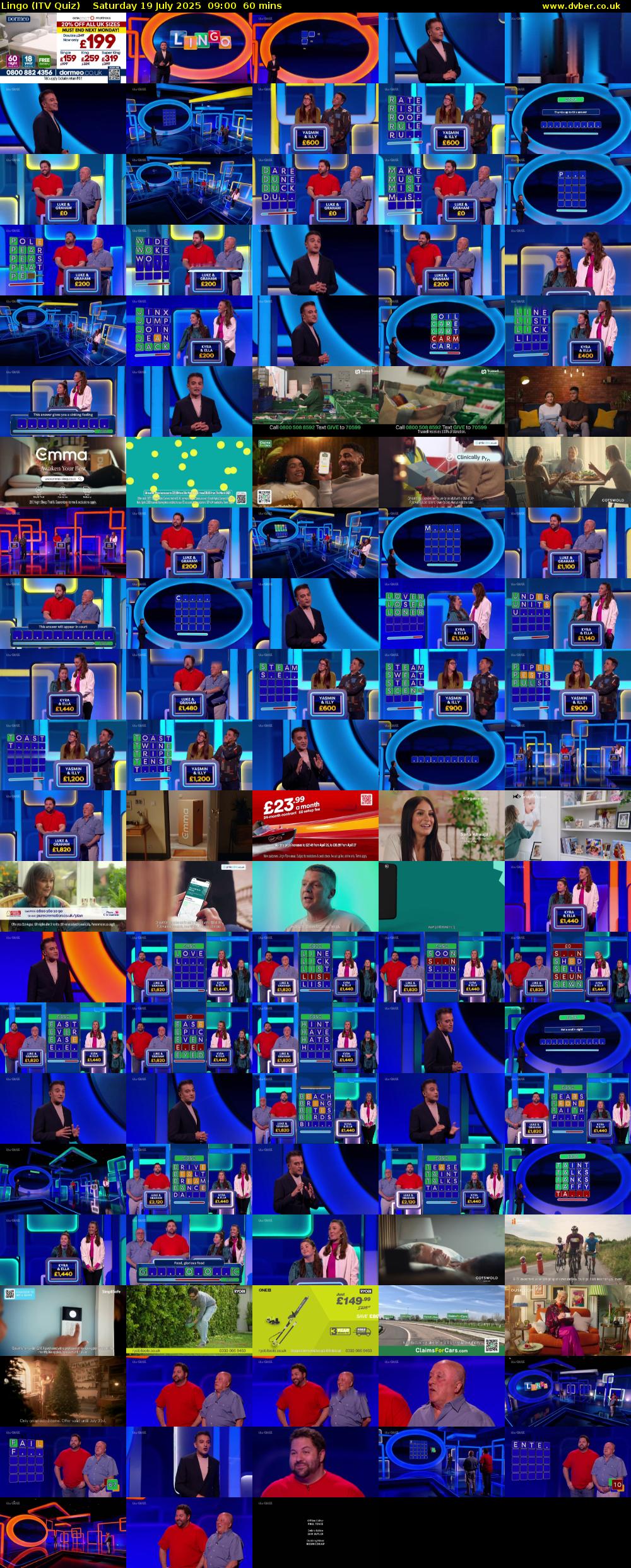 Lingo (ITV Quiz) Saturday 19 July 2025 09:00 - 10:00