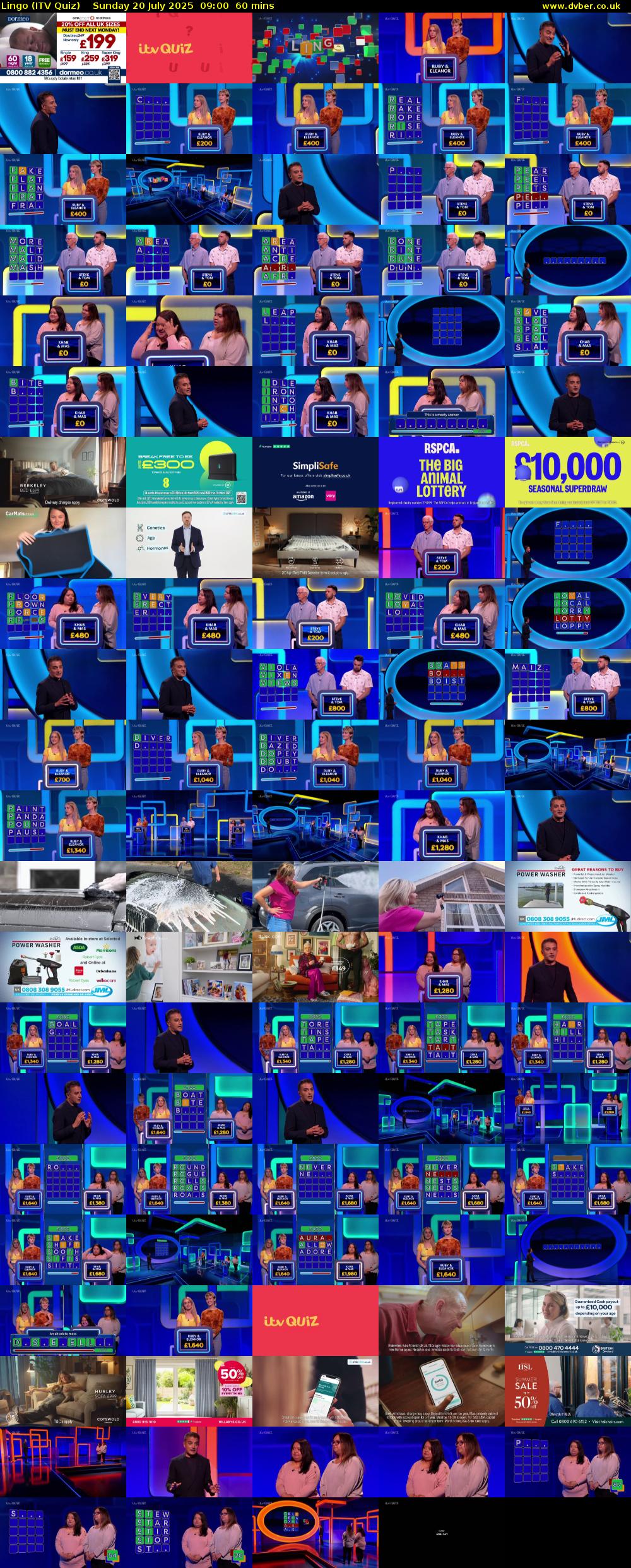 Lingo (ITV Quiz) Sunday 20 July 2025 09:00 - 10:00