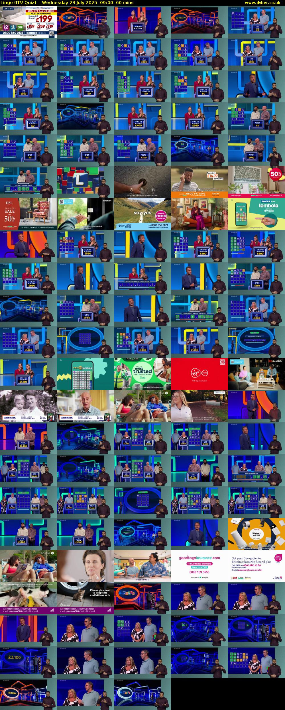 Lingo (ITV Quiz) Wednesday 23 July 2025 09:00 - 10:00